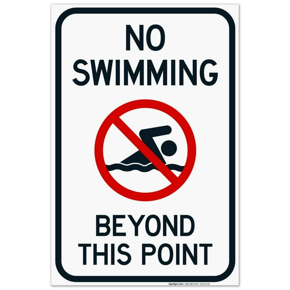 No Swimming Beyond This Point Sign, Pool Sign,