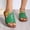 Green, variant on Caywon Women's Flat Sandals Dressy Comfortable Open Toe Slip On Summer Slides Shoes Leather Sandals Open Toe Vacation Slip on Slides