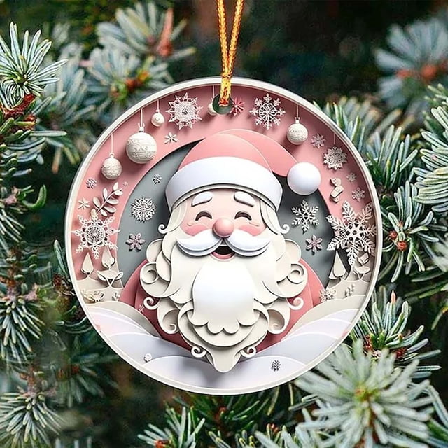 Christmas Acrylic Pendant Concave Textured Round Pendant Decoration