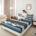 thumbnail image 4 of Feelyou Contemporary Art Lines Bed Sheets, Green Stripes Abstract King Sheets, Teens Adult Men Women Sheet Set, Super Cozy Room Decor, 4pcs, 4 of 7