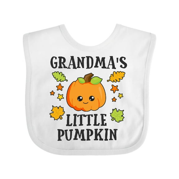 Inktastic Grandmas Little Pumpkin with Leaves and Stars Boys or Girls Baby Bib