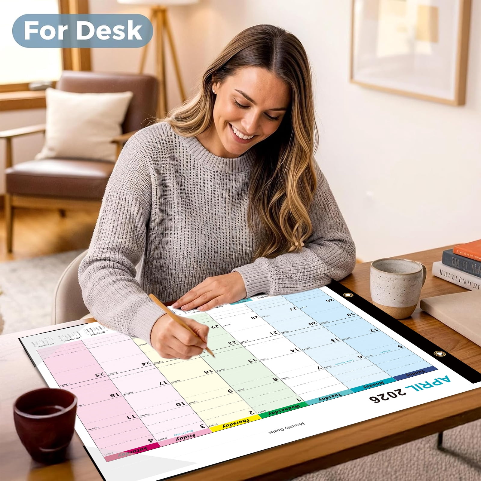2026 Large Desk Calendar and Wall Planner, 18 Months Jan 2026-Jun 2027, 22x17 in Grid for Family Schedule and Office Organization, Desktop Monthly Blotter Pad
