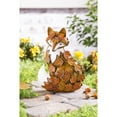 thumbnail image 2 of Evergreen Handcrafted Metal Fox Sculpture Draped in Fall Leaves, 2 of 5