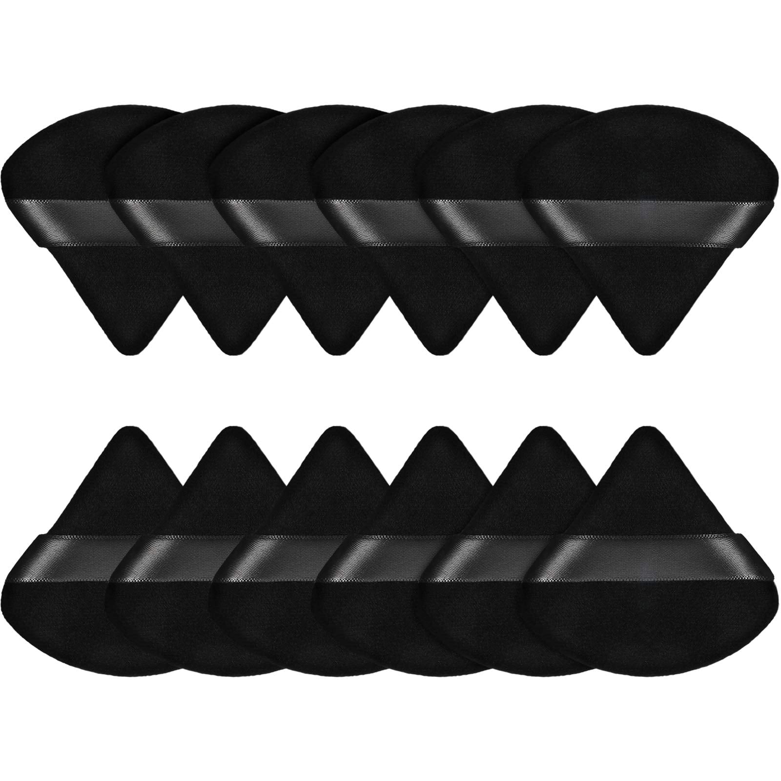 AFANSO Face Triangle Makeup Puff, Powder Puff for Loose Powder Black,12 Pcs