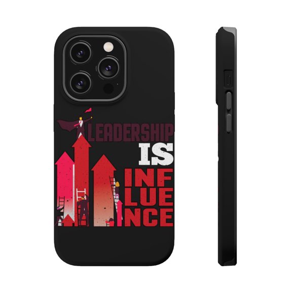 DistinctInk MagSafe Tough Case for Apple iPhone 15 Pro (6.1" Screen) - Leadership Is Influence - Tempered Glass Back