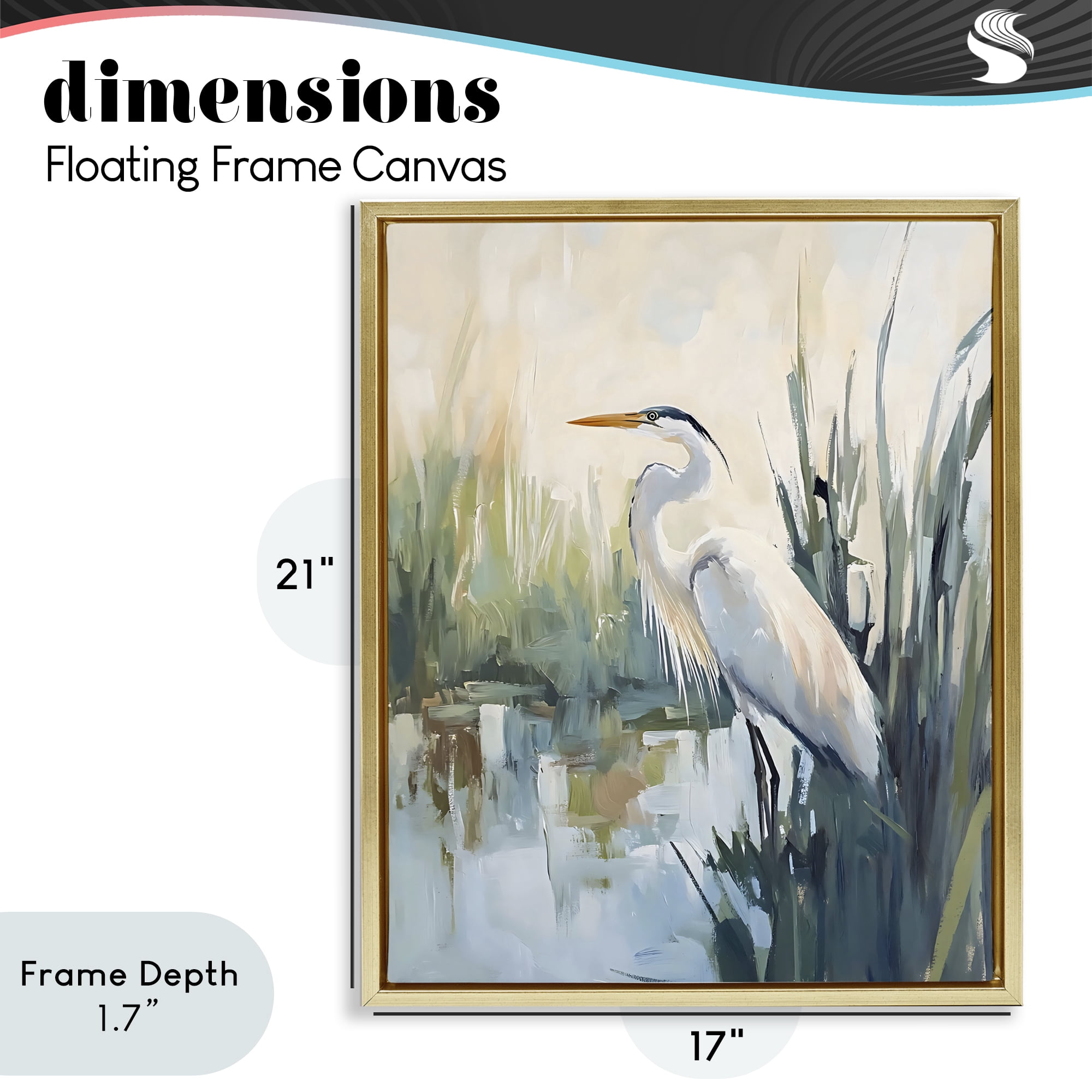 Stupell Industries King Of The Marsh Gold Framed Floater Canvas Wall Art, design by Creative Studio