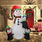 6FT Christmas Inflatables Outdoor Decorations, Christmas Inflatable Blow Up Snowman Penguins with Built-in Colorful Rotating Led Lights for Xmas/Party/Holiday/Yard/Garden Decorations