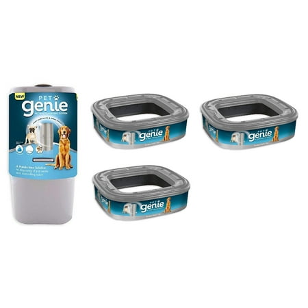Pet Poop Disposal - Pet Genie Pet Waste Disposal System + 3 Standard Refills 14ft each