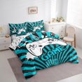 thumbnail image 3 of Erosebridal White Gamepad Bedding King Size,Geometry Stripes Comforter Sets with Sheets,Blue Black Bedding Sets King Size For Boys,Super Cozy Room Decoration Reversible,7pcs, 3 of 7