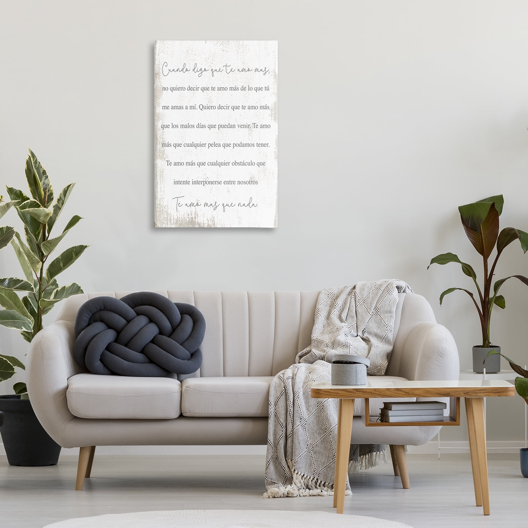 Stupell Industries Te Amo Más Que Nada Inspirational Quotes & Sayings Painting Wrapped Canvas Art Print Wall Art, 24 x 36