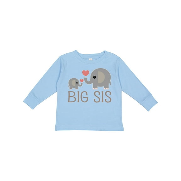 Inktastic Big Sis Elephant Girls Long Sleeve Toddler T-Shirt