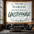thumbnail image 4 of Fearless Unstoppable Typography with Leaf Sprigs, Uplifting Watercolor Style for Motivational Decor Lovers, Wall Art, Graduation Gift, Tapestry Wall Hanging for Bedroom and Dorm, 4 of 5
