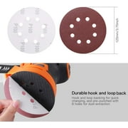 Tacklife 100pcs Hook and Loop Sandpaper for Random Orbital Sander, 5-inch 8-Hole Discs