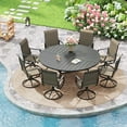 thumbnail image 3 of Vicllax Outdoor Dining Chair Patio Swivel Chairs Set of 2 Rocking Metal Textilene Fabric, Brown, 3 of 9