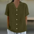 thumbnail image 2 of Atogsazn Women's Plus Size Shirts Casual Button Down Shirt V Lace Neck Tops Loose Outfit Blouse Clothes Army Green L, 2 of 6