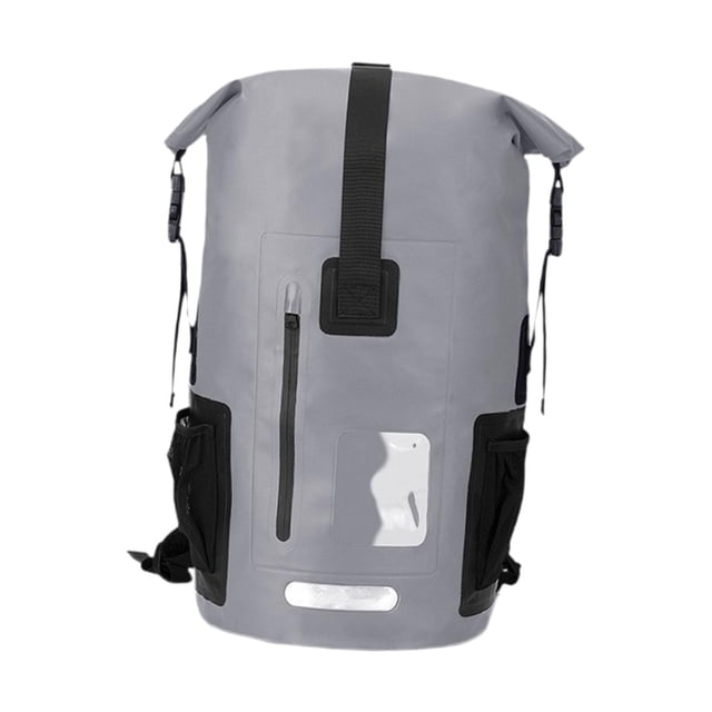 Mochila impermeable de 55 litros, diseño ergonómico, bolsa seca de PVC de 13 x 22,8 pulgadas, ligera y versátil para aventuras al aire libre. Gris