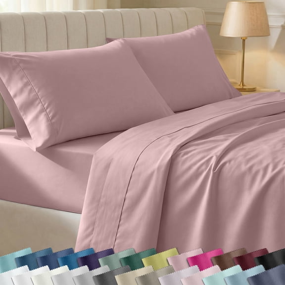 California Design Den Queen Bed Sheet Set - 400 Thread Count 100% Cotton Sheets, Soft Sateen, Durable Bedding with Deep Pockets - Mauve