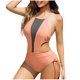 thumbnail image 2 of Trajes de baño de una pieza para mujer, moda de verano para mujer, color sólido con cojín en el pecho y sin soporte de acero, traje de baño con tirantes sin espalda, traje de baño para mujer, 2 of 5