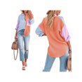 thumbnail image 3 of SAYOO Blusa de Mujer Contraste Color Costura Manga Larga Solapa Cierre de Botón Suelta Versátil Camisa Casual Tops SAYOO casual, 3 of 9