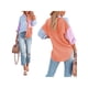 thumbnail image 2 of SAYOO Blusa de Mujer Contraste Color Costura Manga Larga Solapa Cierre de Botón Suelta Versátil Camisa Casual Tops SAYOO casual, 2 of 9