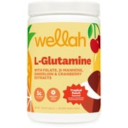 Wellah L-Glutamine Tropical Punch Powder (50 Servings) - 5g L-Glutamine Per Serving, Sweetened with Stevia