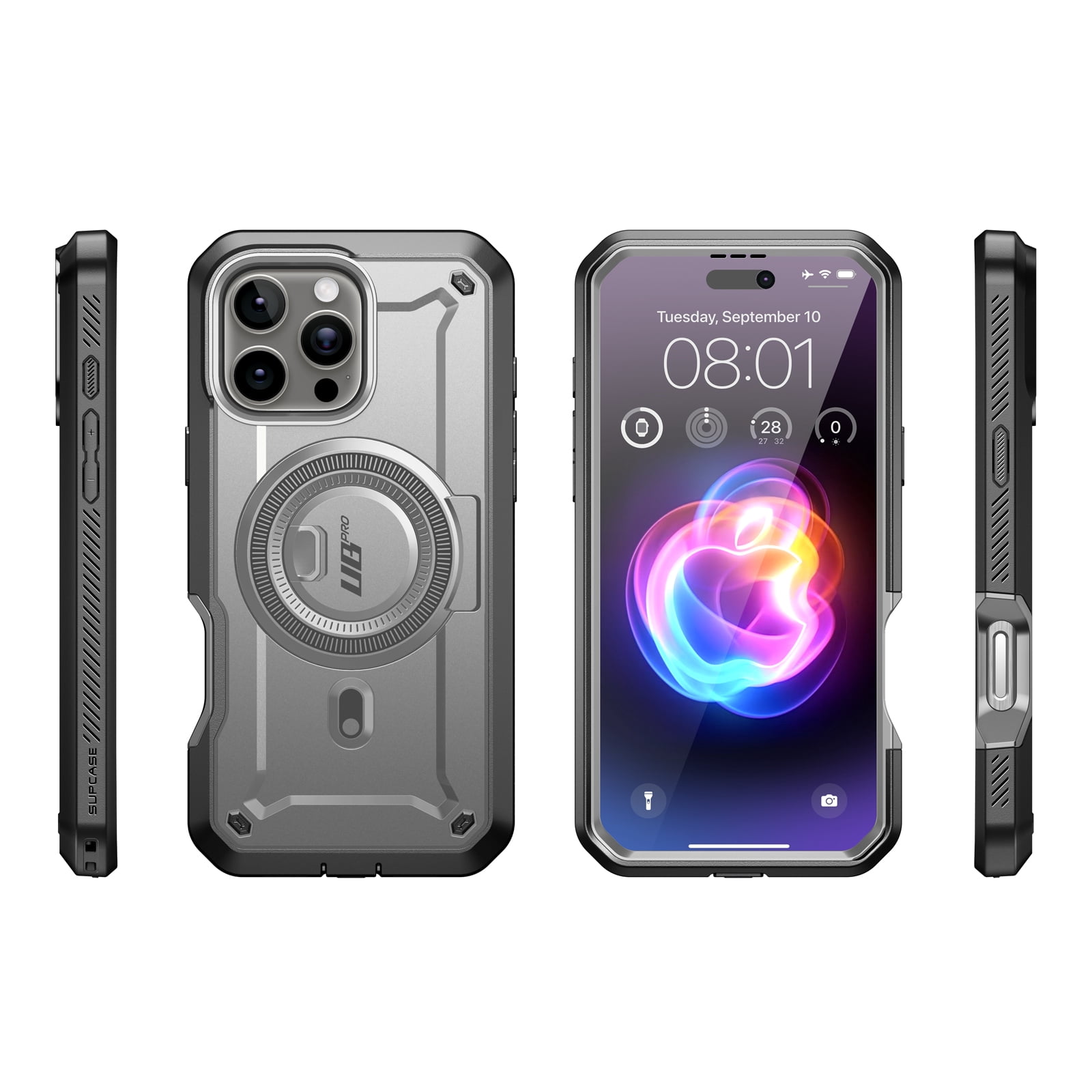 SUPCASE UBPro Mag for iPhone 16 Pro Max Case with Stand, [Support MagSafe] [Built-in Screen Protector & Belt Clip] [Military-Grade Protection] Magnetic Phone Case for iPhone 16 Pro Max, 6.9", Gray