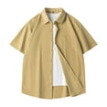 thumbnail image 1 of Playeras Elvqul Hombre Elástica Amarillo Casual Manga Corta sin Estampado Solapa Botones, 1 of 3