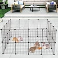 thumbnail image 3 of DIY Small Animal Pet Playpen, Guinea Pig Cages, Rabbit Playpen, Dog/ Puppy Playpen, Indoor Portable Metal Wire Yard Fence, 14.5X14.5 Inch, 12 Panels, Black, 3 of 7
