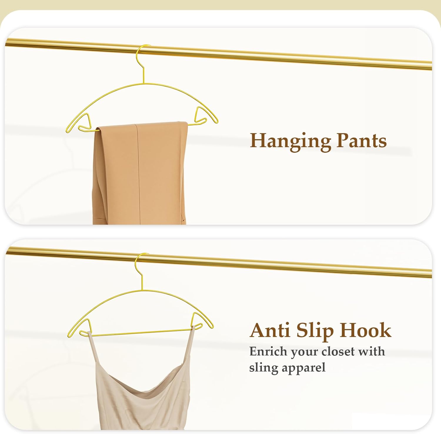SPECILITE Metal Coat Hangers, 15 Pack No Shoulder Bump Clothes Hangers, Space-Saving  for Suit, Sweaters, Jackets, Pants - Gold