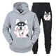 thumbnail image 5 of Conjunto deportivo divertido y bonito con estampado de husky para hombre, sudadera con capucha y pantalones de manga larga estilo callejero Y2K, conjunto de 2 piezas con capucha de perro y animal de a, 5 of 5