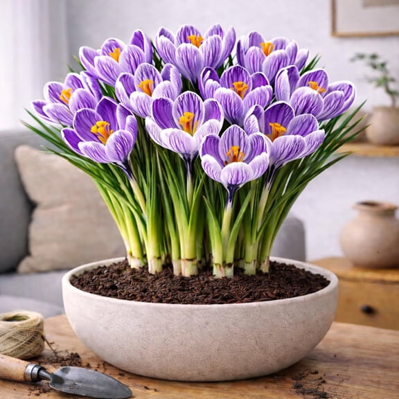 10 Pre-Chilled Purpleburst Crocus Bulbs for Forcing Indoors – Holiday Gift – Easy Flowers in Pots or Planters – Bloom Indoors or Plant Outdoors – Hostess, Teacher or Office Gift (10 Bulbs)