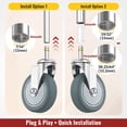 thumbnail image 4 of Stem Caster Wheels 4 inch Casters Set of 4, 7/16-Inch Stem Diameter Swivel Castors Heavy Duty TPR Rubber Replacement Castor for Cart, Stool, Mop Bucket, Grill, Shop Vac, 4 of 4