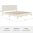 thumbnail image 6 of Martha Stewart King Size Solid Wood Platform Bed with Upholstered Base and Inset Headboard, Wood Slat Bottom, No Box Spring Needed, Light Beech/Snow, 6 of 11
