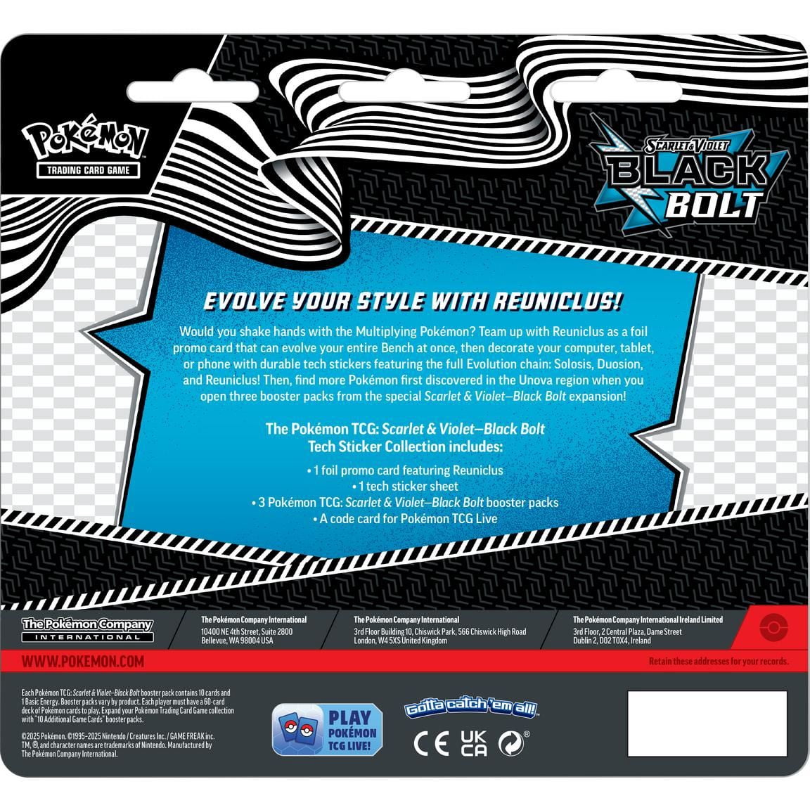 pokemon card stickers Pokémon Tcg Scarlet Violet 10.5 Black Bolt Tech Sticker Collection  Collection