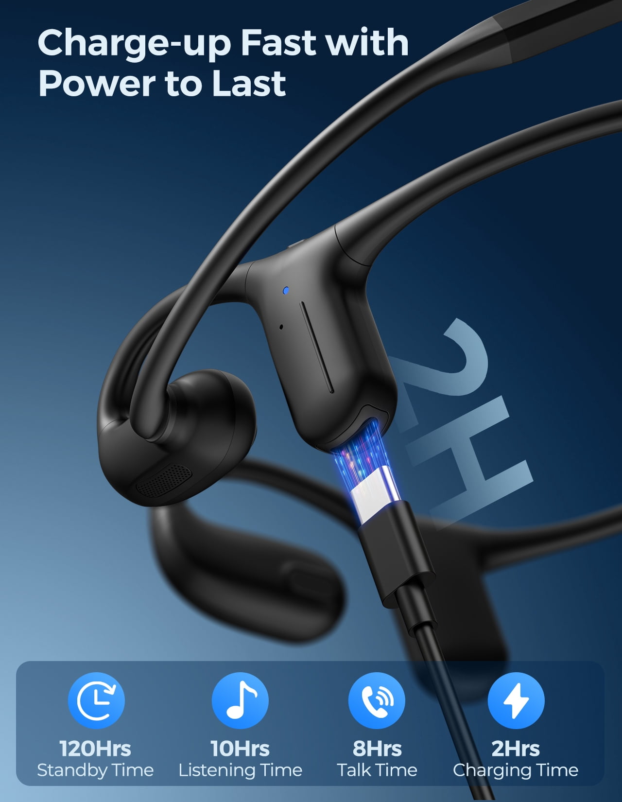 Open Ear Headphones with Mic, Wireless Headset with Noise Canceling Mic & Mute Button, Wireless Air Conduction Headphones V5.4, 25g Lightweight Sport Headset for Running, Work Workout Driving Call
