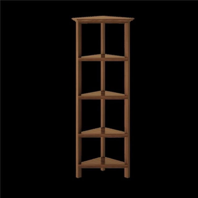 4-Tier Corner Wooden Bookcase, Walnut