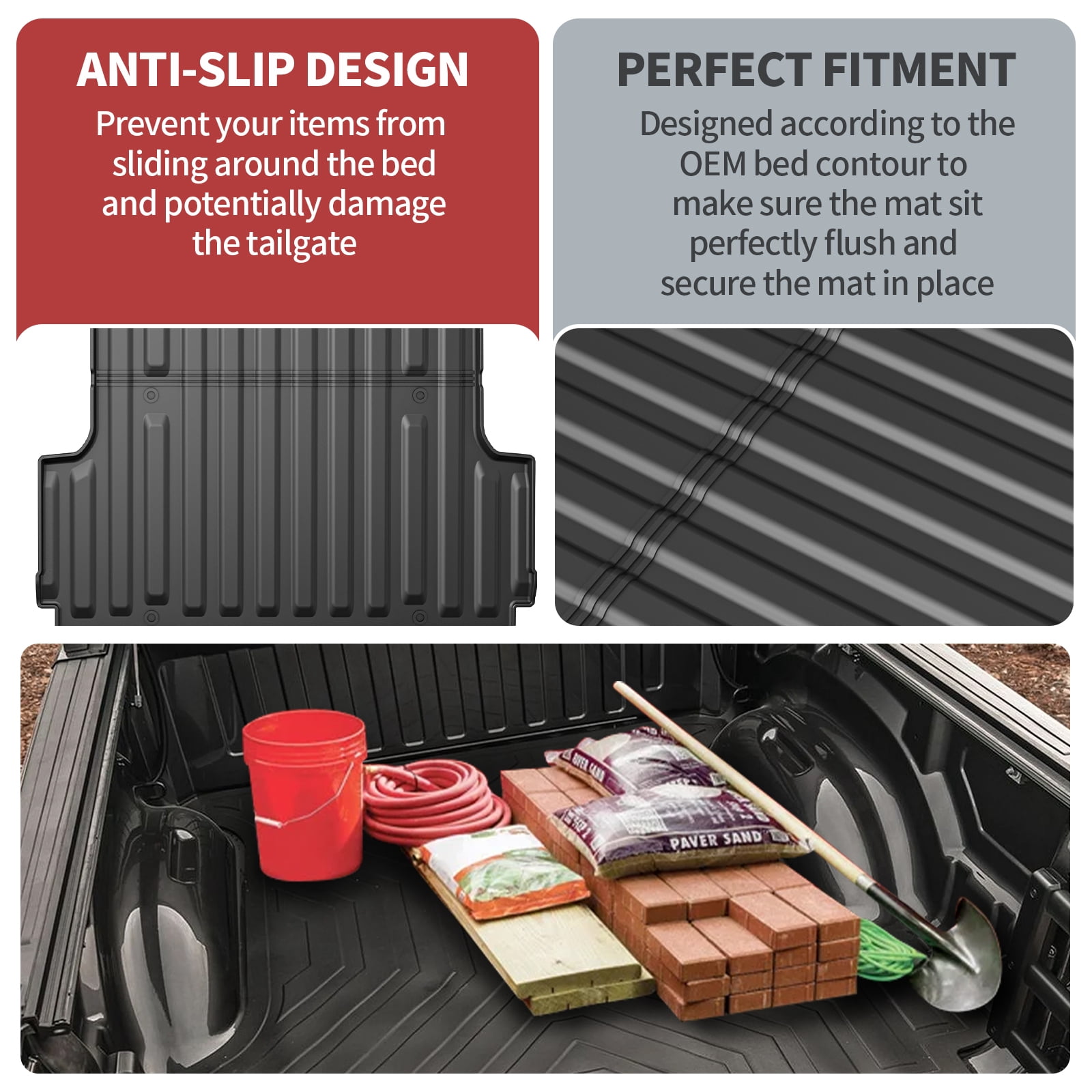 DIKSOAK Truck Bed Mat Compatible with 2015-2024 Ford F150 Bed Liner-Custom Fit Cargo Mats for Ford F150 Exterior Accessories All Weather Trunk Mats
