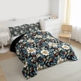 thumbnail image 3 of Homewish Chic Floral Flowers 3-Piece Full Size Comforter Sets For Kids Teens Adults,Exotic Style Bedding Comforter Set,Retro Vintage Lightweight Bedding Sets,Ultra Soft Home Decor,Reversible, 3 of 8