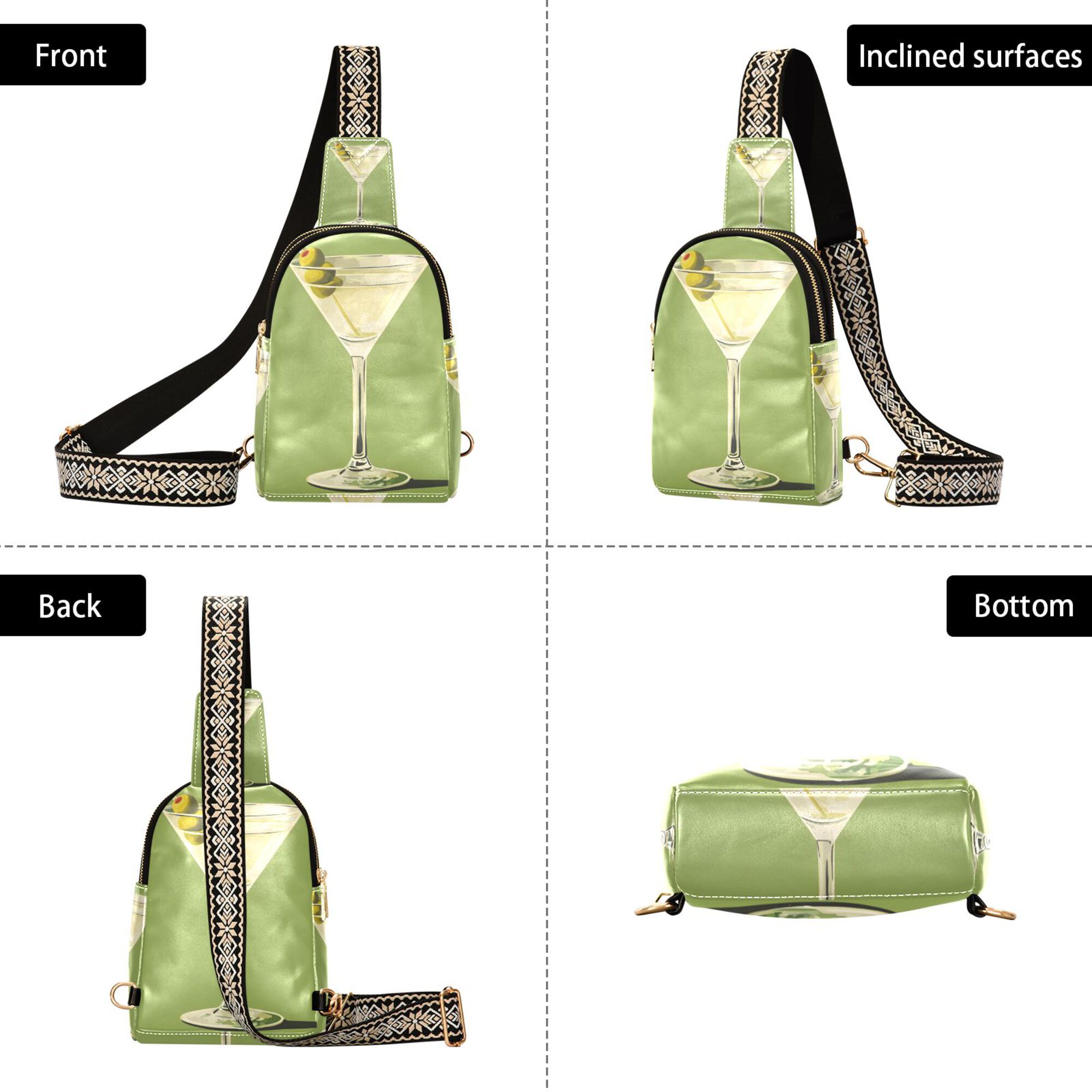 FORMRS Womens Crossbody Sling Bag Travel Daypack Shoulder Chest Backpack, Martini with Olive