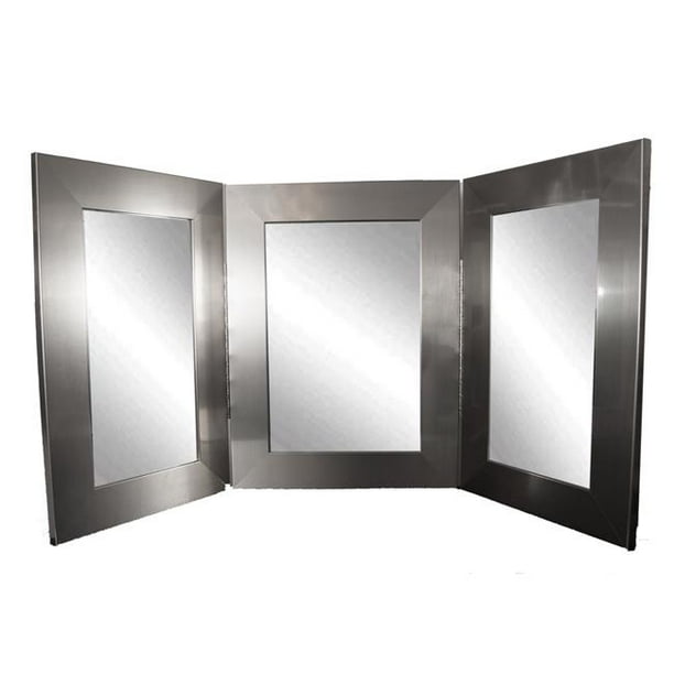 Modern Silver Vanity TriFold Mirror, 12 x 18.5 in.