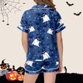 thumbnail image 4 of Weebloom Halloween Pajama Sets For Toddler Girl Silk Satin Cute Graphic Short Sleeve Button Up Tops And Shorts Summer Fall 2 Piece Set Pjs Jammies, 4 of 5