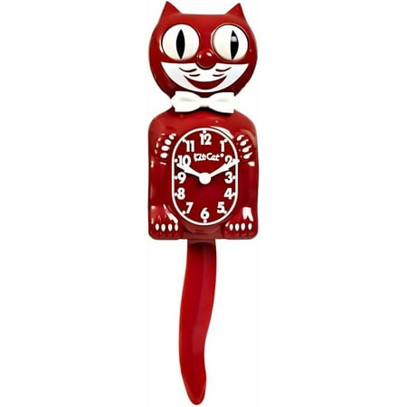 Kit-Cat Klock® Limited Edition Space Cherry Red kit - Iconic Retro Kit Cat Clock with Moving Eyes and Tail, Battery Operated Wall Clock, Made in USA, Perfect for Home Decor, Mid Century Modern Clock