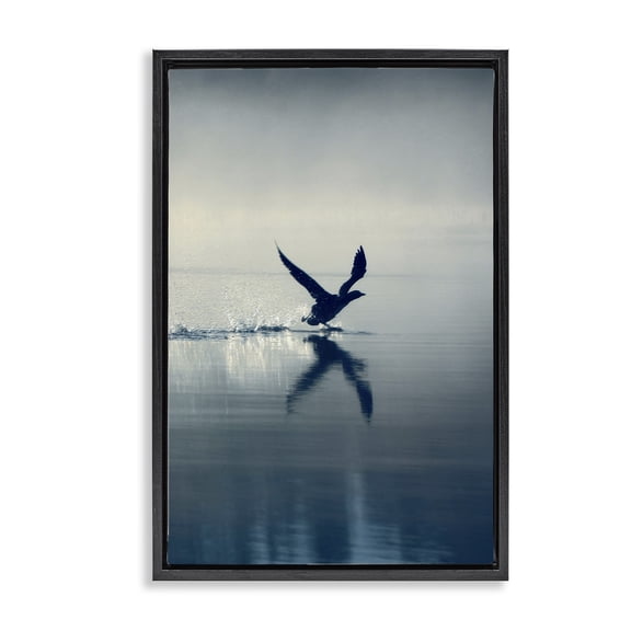Stupell Industries Splashing Bird on Water Animals Photography Black Floater Framed Canvas Art Print Wall Art, 17 x 25