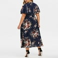 thumbnail image 2 of Patlollav Womens Plus Size Floral Print V-Neck Short Sleeve Casual Dress 2022, 2 of 6