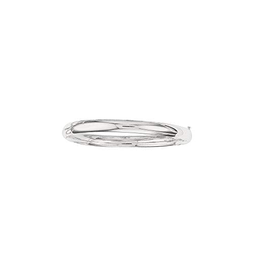 JewelStop 14k White Gold 4/16 Inches High Polished Design Bangle, 7.2gr.