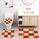 thumbnail image 1 of ABPHQTO Cabaña Patchwork Otoño Sicomoro Hojas Con Lunares Anticuado Juego de alfombras de baño de 3 piezas Alfombra de baño Alfombra de contorno y tapa de inodoro, 1 of 2