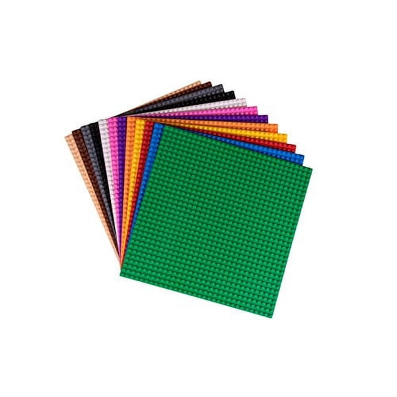Strictly Briks Classic Baseplates 10 X 10 Building Brick Base Plates 12 Pack, Compatible with All Major Brands, 12 Flat Bottom Bases, Great for Diy Play Tables, 12 Rainbow Colors