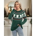 thumbnail image 5 of Fair Isle Sweaters for Women Ugly Christmas Sweater Crew Neck Long Sleeve Cute Funny Holiday Chrismas Tree Print Cable Knit Pullover Sweater Alsol Lamesa, 5 of 6