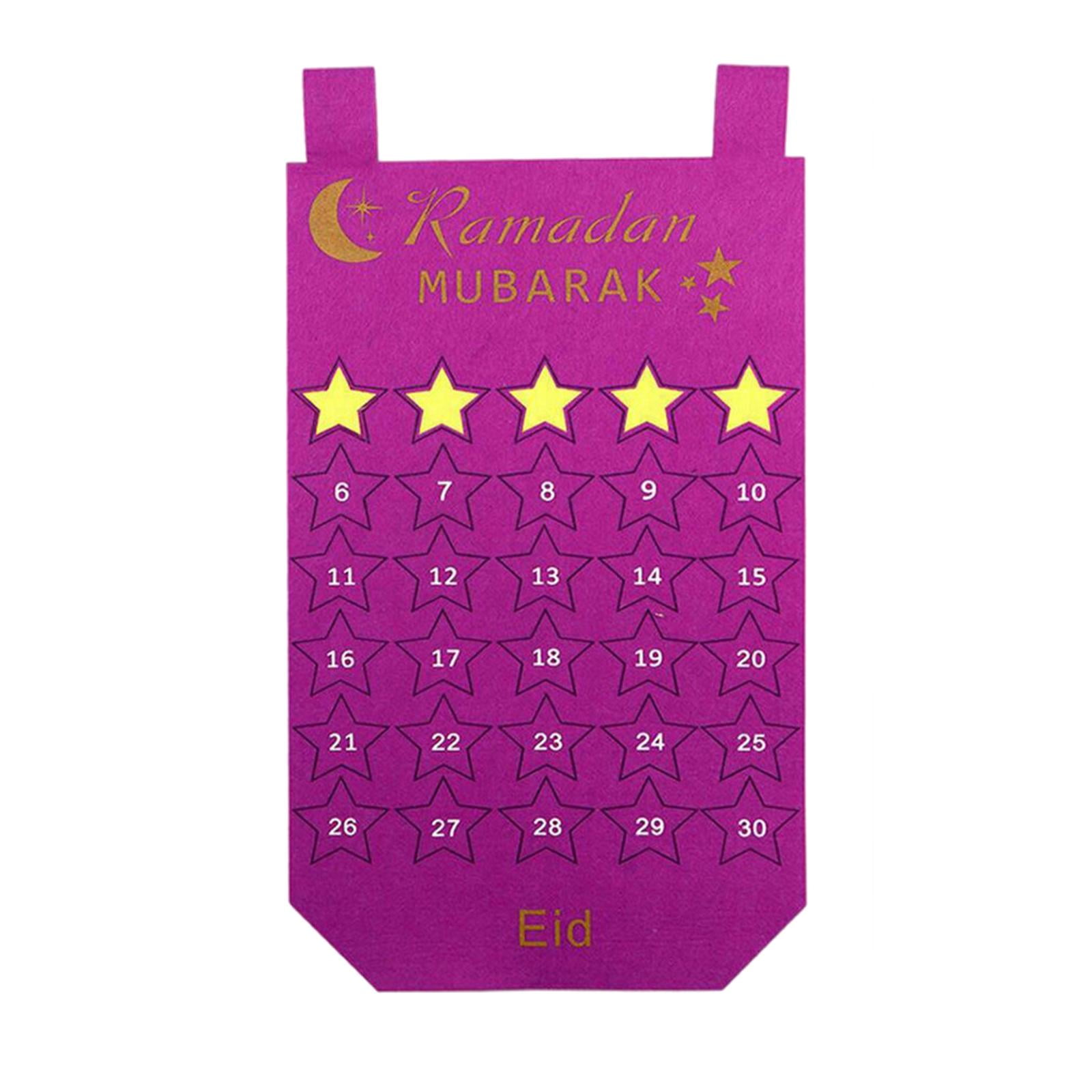 Felt Advent Calendar Art Decor Eid Hanging Calendar for Muslim Islamic