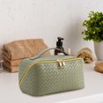 thumbnail image 4 of Bolsa cosmético de cuero PU de lavado con patrón de tejido de moda Suave para nadar Fitness Tmvgtek Para Estrenar, 4 of 6